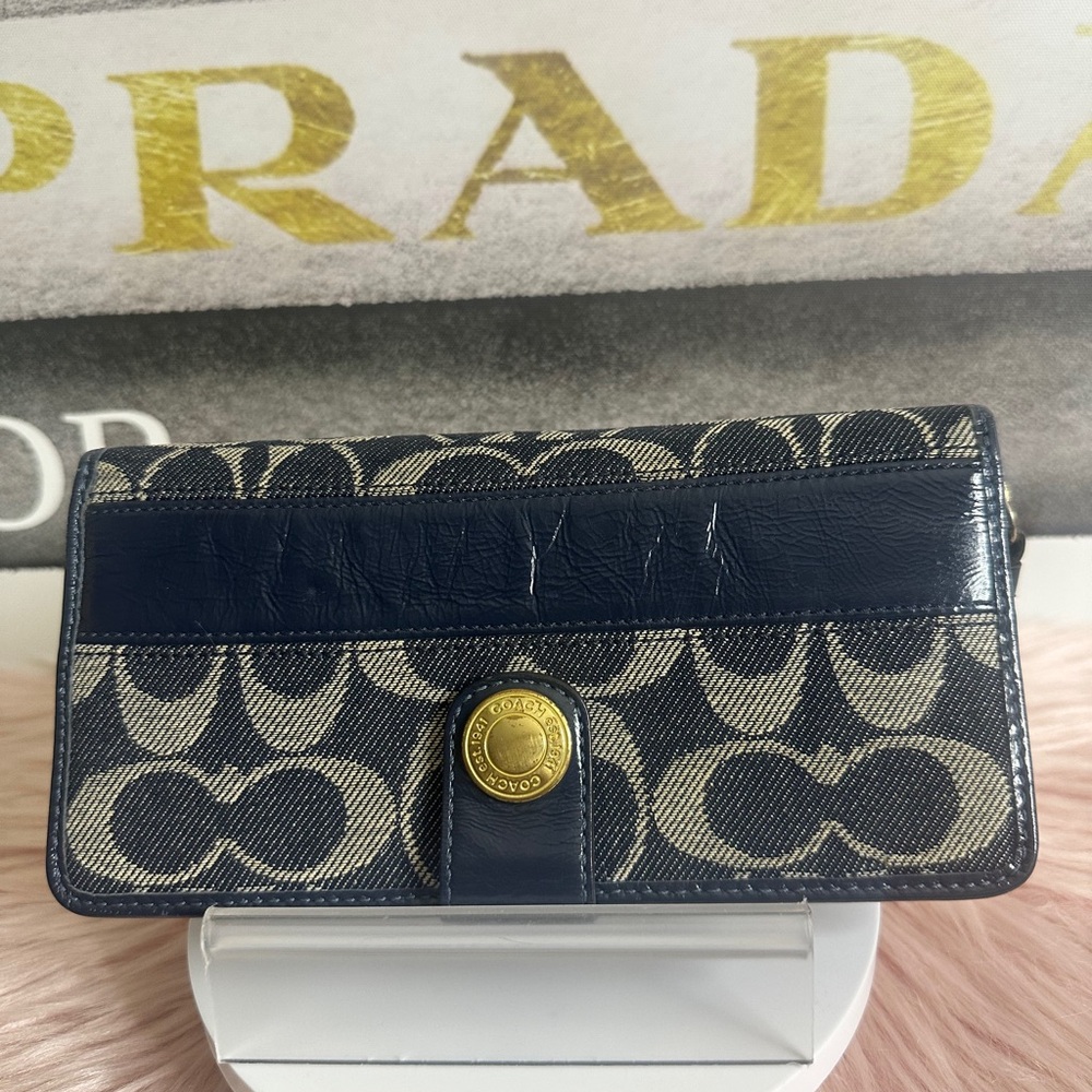 Coach Legacy Denim Blue and Cream Signature Wallet Y2K NWOT